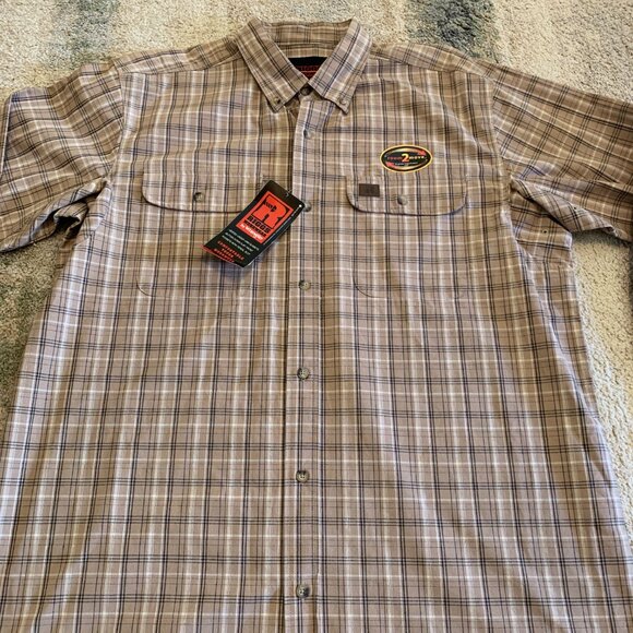 Wrangler Riggs Workwear Shirt Men's XL Tan Plaid Long Sleeve - Picture 3 of 14